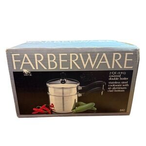 Farberware 2 QT Stainless Steel Covered Double Boiler Aluminum Clad Bottom NIB